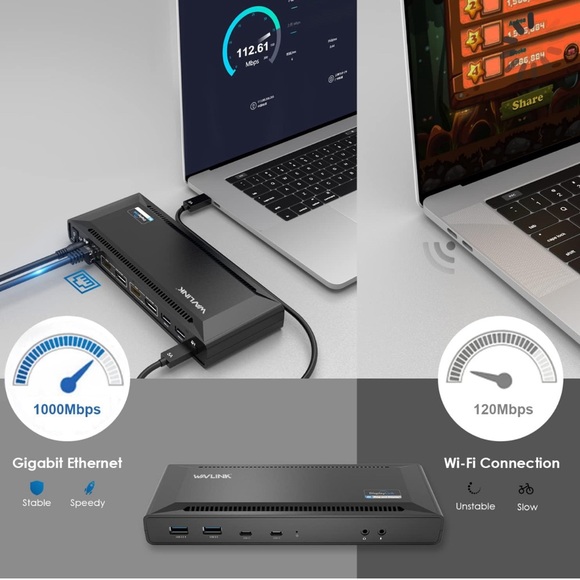 WAVLINK WL-UG69PD2 USB-C Dual 4K Universal Docking Station w/65W Power Delivery - Picture 7 of 11